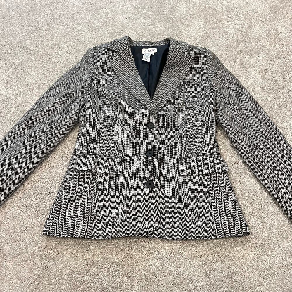 JG Hook‎ Women's Wool Blend Tweed Jacket Pea Coat White and Black Size 12T